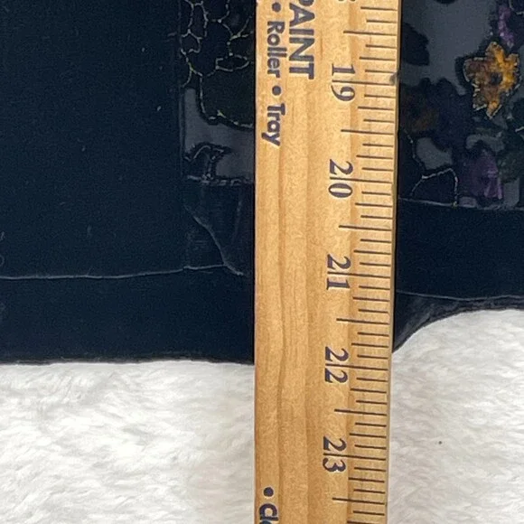 Vintage BurnOut Open Cardigan Womens S/M Floral Black Velvet Trim Dark Fairy - Picture 9 of 15